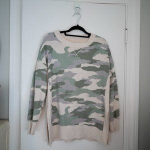 Aerie | Good Vibes Camo Oversized Sweatshirt Slit Side Longline